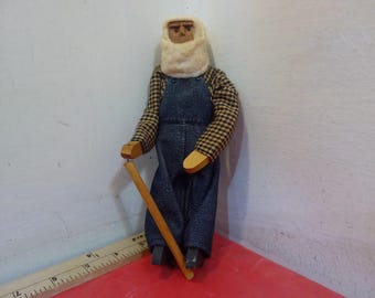 Vintage Handmade Dolls, Wooden Dolls "Man with Cane or Woman with Bucket" or Cloth Stuffed Doll