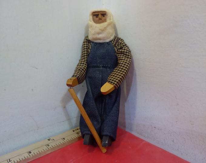 Vintage Handmade Dolls, Wooden Dolls "Man with Cane or Woman with Bucket" or Cloth Stuffed Doll