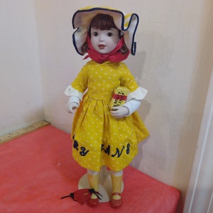 Vintage Porcelain Doll, Mary Jane Porcelain Doll from Franklin Heirloom Dolls, 1985