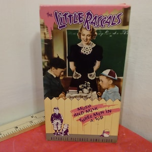 Vintage VHS Movie Tape, The Little Rascals &quot;Mush and Milk and Three Men in a Tub&quot;, 1990~