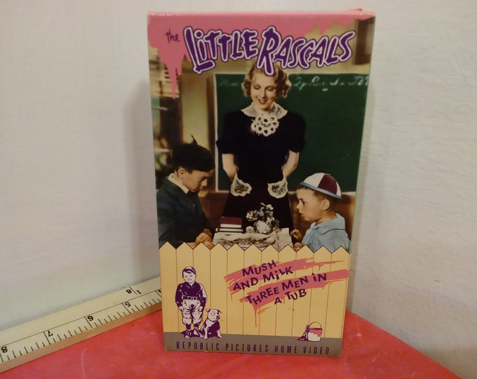Vintage VHS Movie Tape, The Little Rascals "Mush and Milk and Three Men in a Tub", 1990~