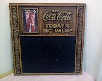 Vintage Coca Cola Sign, Coca Cola Restaurant Sign with Chalkboard, 1980's