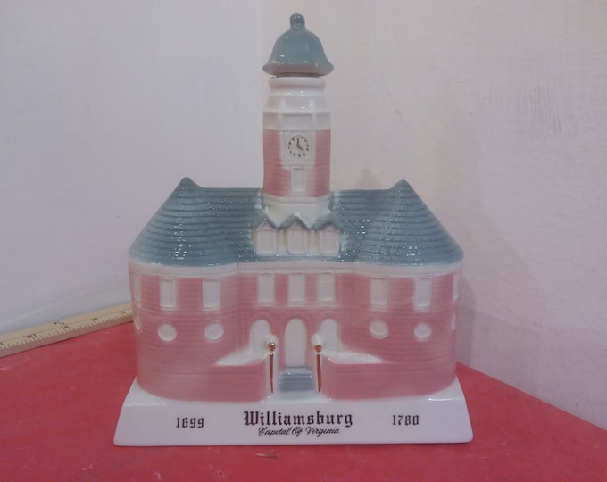 Vintage Whiskey Decanter, Porcelain Whiskey Decanter "Williamsburg Capitol of Virginia 1699-1780" American Traditional Series, 1969#