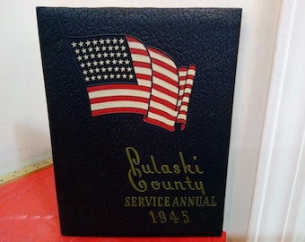 Vintage Reference Books or Atlas, Pulaski County Service Annual 1945, New Historical Maps of Daphine, Collier's World, or Times Ship Books
