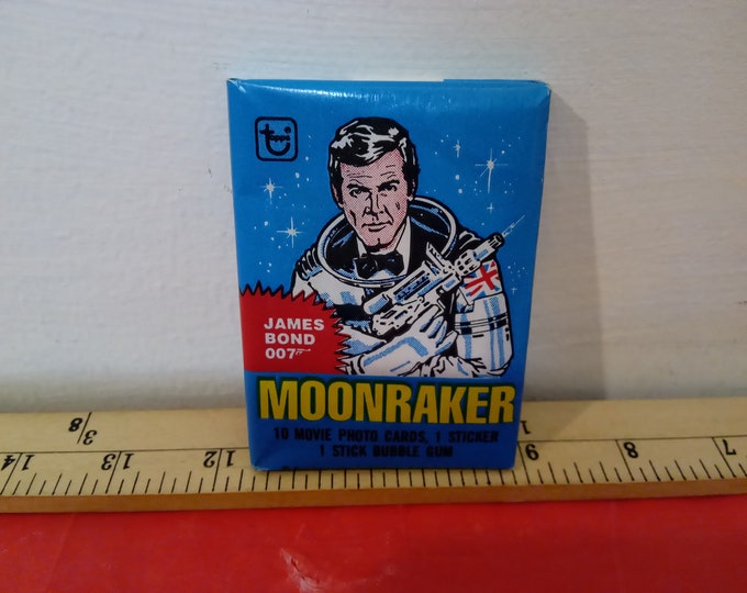 Vintage Movie Photo Cards, James Bond "Moonraker" Movie Cards with Bubble Gum and Sticker, 1979