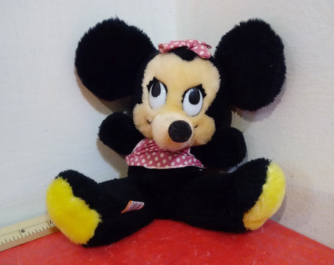 Vintage Disney Plush Character Doll, Walt Disney Plush Animal "Minnie Mouse" Made in Korea