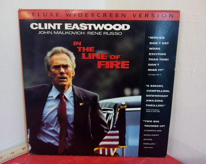 Vintage Laser Disc Movie, Deluxe Widescreen Version "In the Line of Fire", Clint Eastwood, 1993