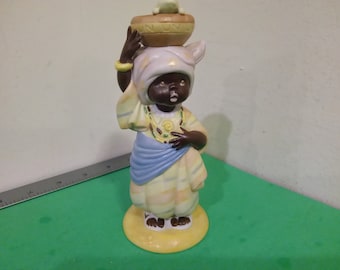 Vintage U. N. Children Hand Painted Porcelain Figures, Diodu From Nigeria, 1978
