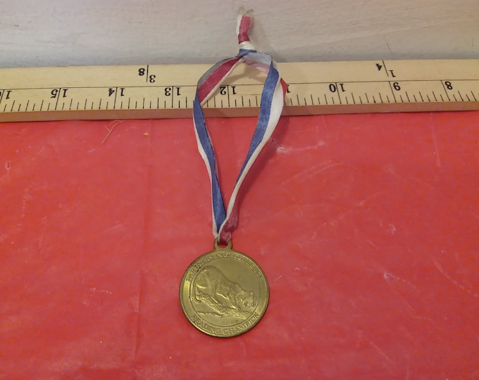 Vintage Medal/Pendant, Partners in Excellence Reading Champion World Book, Cougar on Branch#p