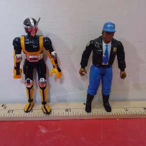 Vintage Action Figures, Bandai Action Figures Power Ranger &quot;Black and Yellow Man&quot; and Security Officer, 1995