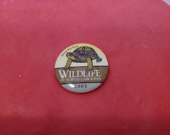 Vintage Pinback Pins, Wildlife in North Carolina, Coral Snake, Box Turtle, Dove, Owl, Salamander, or Muske, 1990/2000's