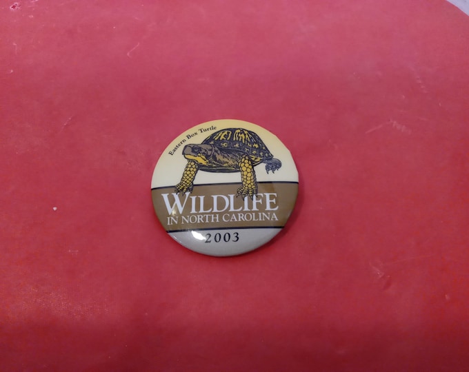 Vintage Pinback Pins, Wildlife in North Carolina, Coral Snake, Box Turtle, Dove, Owl, Salamander, or Muske, 1990/2000's
