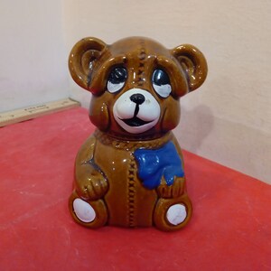 Vintage Honey Pot, Oso con Arco Azul, Houston Foods, 1982