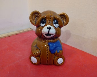 Vintage Honey Pot, Bear with Blue Bow, Houston Foods, 1982