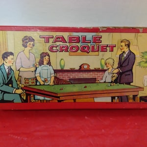 Vintage Puzzle Game, Table Croquet Game by Milton Bradley #4333, 1920&#39;s
