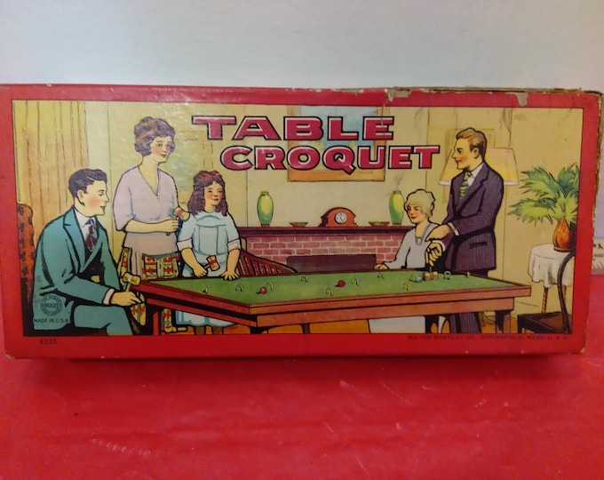 Vintage Puzzle Game, Table Croquet Game by Milton Bradley #4333, 1920's