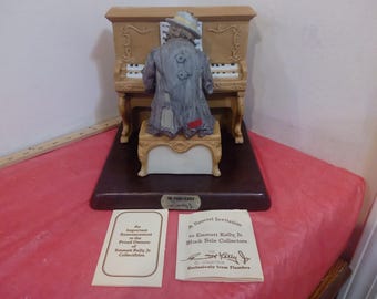 Vintage Porcelain Clown Figurine, The Emmett Kelly Jr. Signature Collection "The Piano Player" by Flambro, Made in Taiwan, 1984