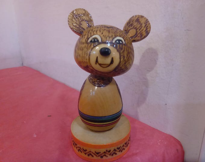 Vintage Wooden Bear Figurine, Circus Bear Figurine#