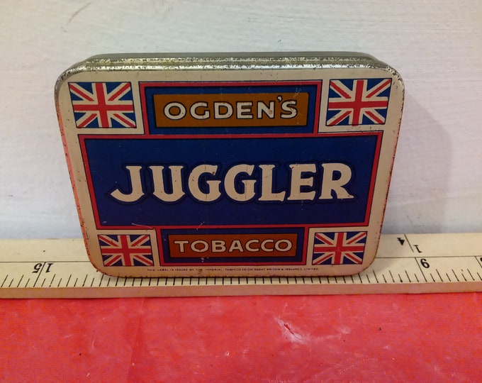 Vintage Tobacco Tin, Ogden's Juggler Tobacco Tin from Great Britain and Ireland, 1950's