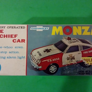 Vintage Alps Sears B/O Chevrolet Monza Fire Chief Car, 1970&#39;s #