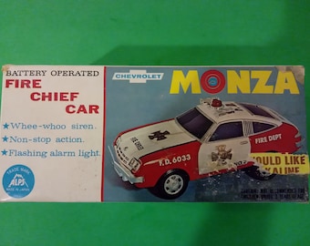 Vintage Alps Sears B/O Chevrolet Monza Fire Chief Car, 1970's #