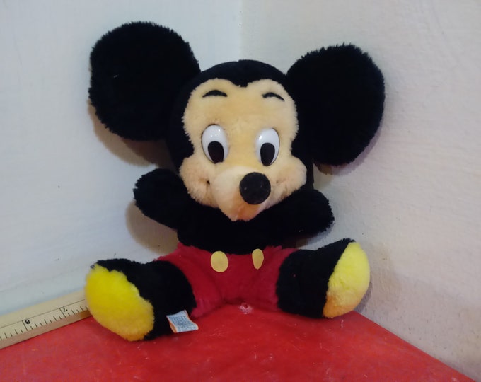 Vintage Disney Plush Character Doll, Walt Disney Plush Animal "Mickey Mouse" Made in Korea