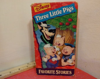 Vintage VHS Movie Tape, Three Little Pigs, Walt Disney