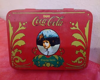 Vintage Playing Cards and Sudoku Cards, Coca-Cola Cards and Coca-Cola Tin with Two Decks, and Sudoku 50 Puzzle Cards