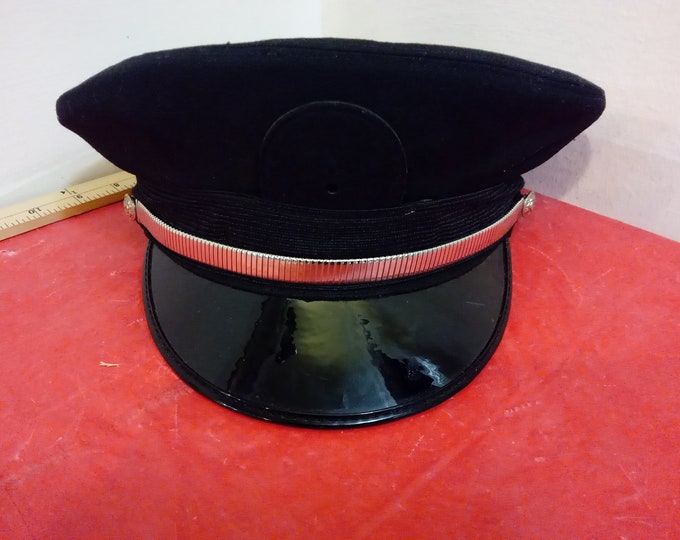 Vintage Military Hat, Bancroft Military Caps "Bancroft's Zephyr" Black Fire, Fire Department Hat/Cap, 1960's