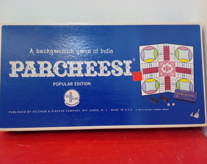 Vintage Board Game, Parcheesi Board Game by Selchow & Righter, 1964