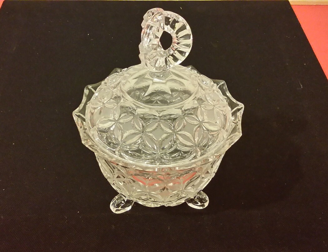 Vintage Cut Glass Three Legged Candy Dish
