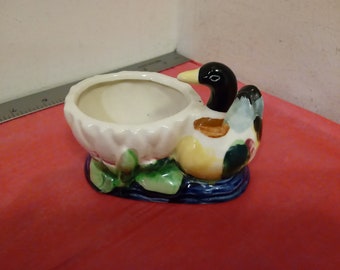 Vintage Small Mallard Duck Indoor Planter made in Japan, 1950's