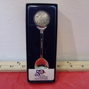 Vintage Collector Spoons, State Quarter Collector Spoons, Alaska, Connecticut, New Jersey, Delaware, Idaho, and Michigan