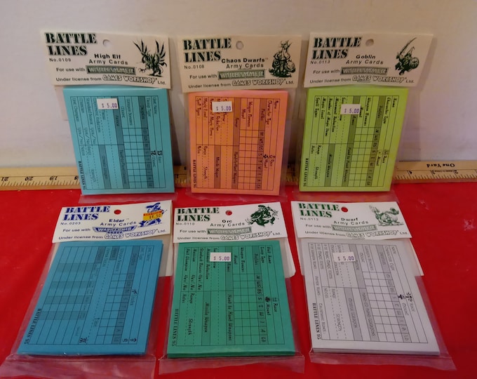 Vintage Battle Line Cards for use with Warhammer, Various Armies, 1994