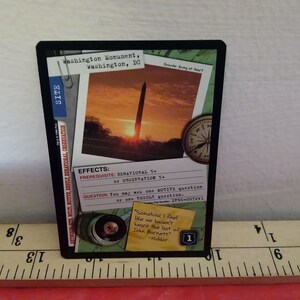 Jogo de cartas vintage, cartão de jogo The X Files, cartão do site "The Washington Monument", 1996