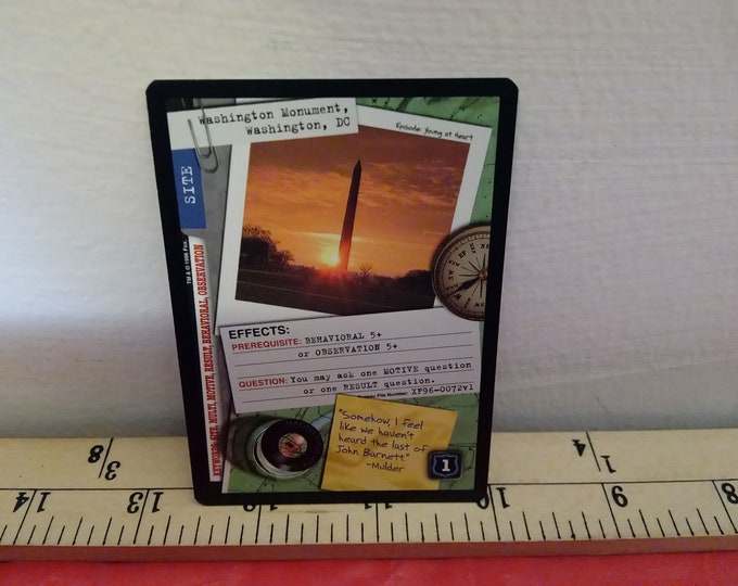 Vintage Card Game, The X Files Gaming Card, Site Card "The Washington Monument", 1996