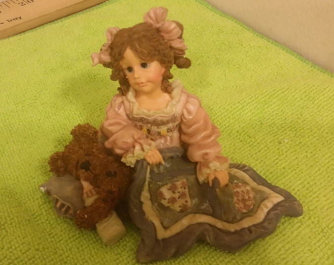 Vintage Bear Figurine, Boyds Bears the Dollstone Collection, Yesterdays' Child Cheryl with Ashlie, Nighty Nite, 1999