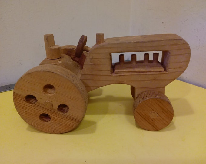 Vintage Toy, Hand Made Wooden Tractor
