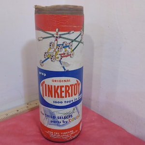 Vintage Building Toy, Tinkertoys, Tinkertoy Junior Archtitect or Jumbo Makit, 1960&#39;s