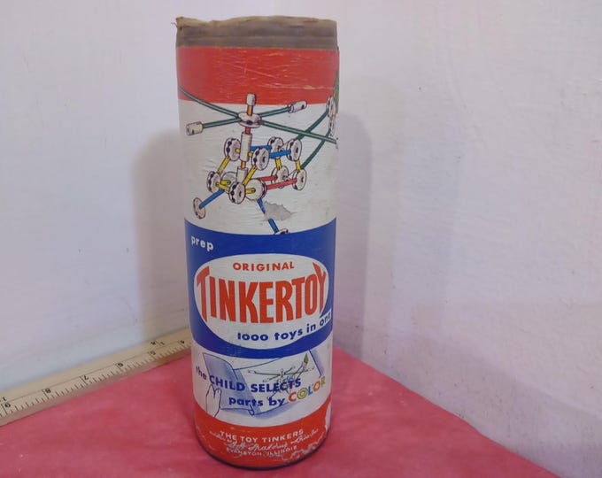 Vintage Building Toy, Tinkertoys, Tinkertoy Junior Archtitect or Jumbo Makit, 1960's