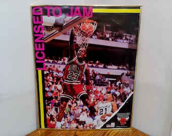 Vintage Sports Poster, Chicago Bulls "Michael Jordan", License to Jam, 1990