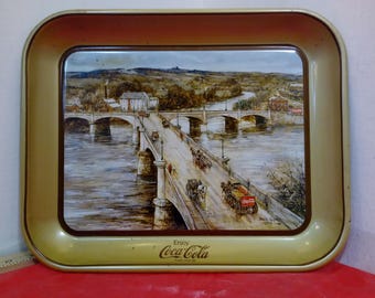 Vintage Decorative Tray, Coca-Cola Serving Tray for Decor, Fourth Y Bridge 1902-1983, 1984