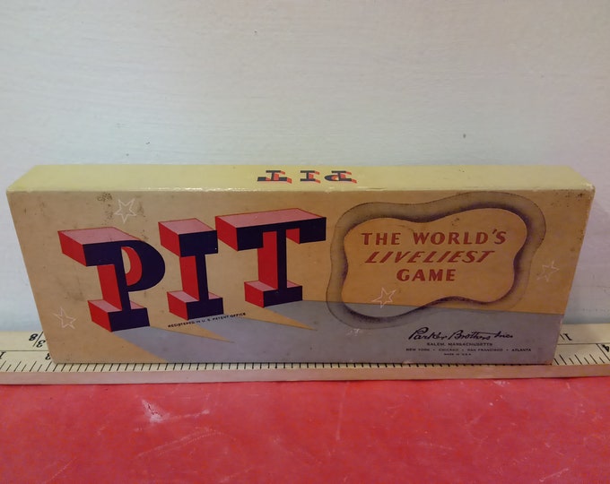 Vintage Card Game Box, Pit the Card Game by Parker Brothers, 1947#