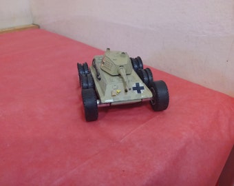 Vintage Toy Military Vehicles, Military Troop Truck by Durham, Mark 2 by Tootsie Toys, and German Prowler by Zylmex