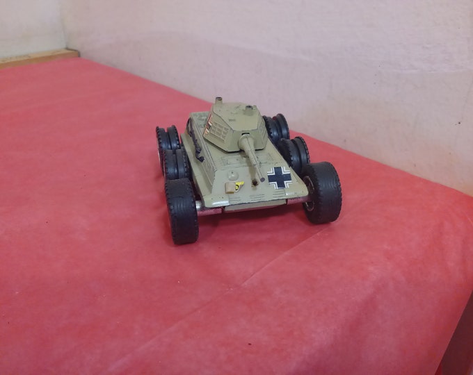 Vintage Toy Military Vehicles, Military Troop Truck by Durham, Mark 2 by Tootsie Toys, and German Prowler by Zylmex