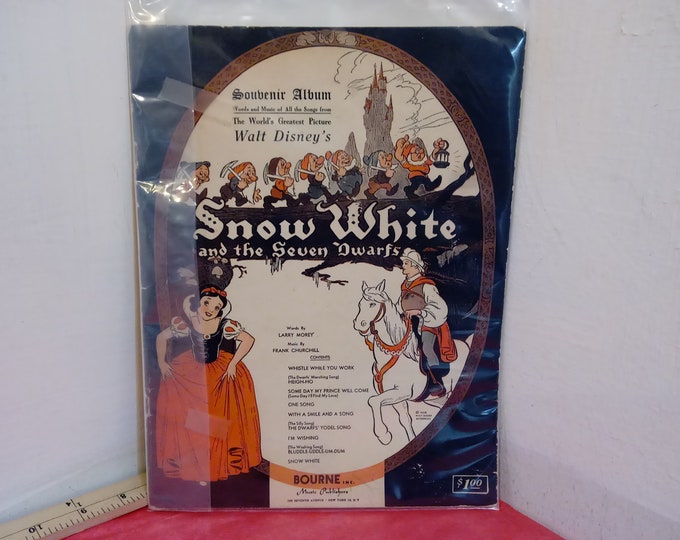 Vintage Musical Sheets, Walt Disney's Snow White and the Seven Dwarfs Souvenir Album of Songs, 1938