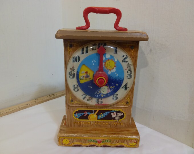 Vintage Child's Learning Toy, Fisher Price Toy, Music Box Tick Tock Clock, 1964 Etsy