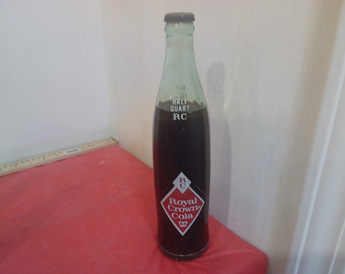 Vintage Soda Bottle, RC Cola Bottle, Half Quart 16 Oz, Unopened Bottle with Cap