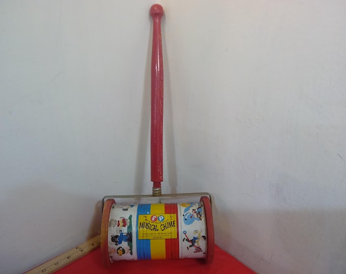 Vintage Musical Push/Pull Toy, Fisher Price Musical Chime #722, 1950's