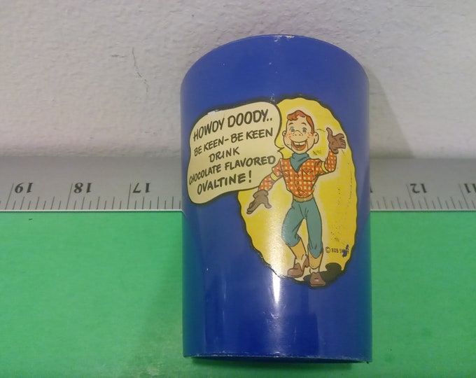 Vintage Howdy Doody Plastic Kids Cup, Ovaltine Cup, 1950's#